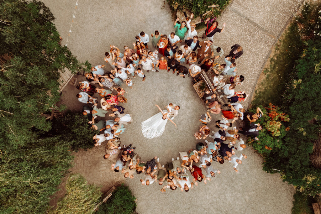vue aérienne mariage